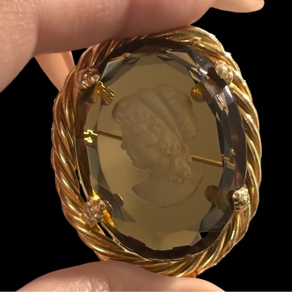 Vintage topaz Faceted Glass Oval Intaglio Ring - Picture 12 of 12